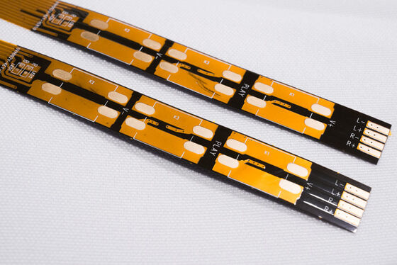 PCB แบบยืดหยุ่น FPC ชั้นสองแบบที่มีฟิล์มสีเหลืองสองด้าน, พื้นผิวทองคํา, และระดับป้องกันไฟ V0